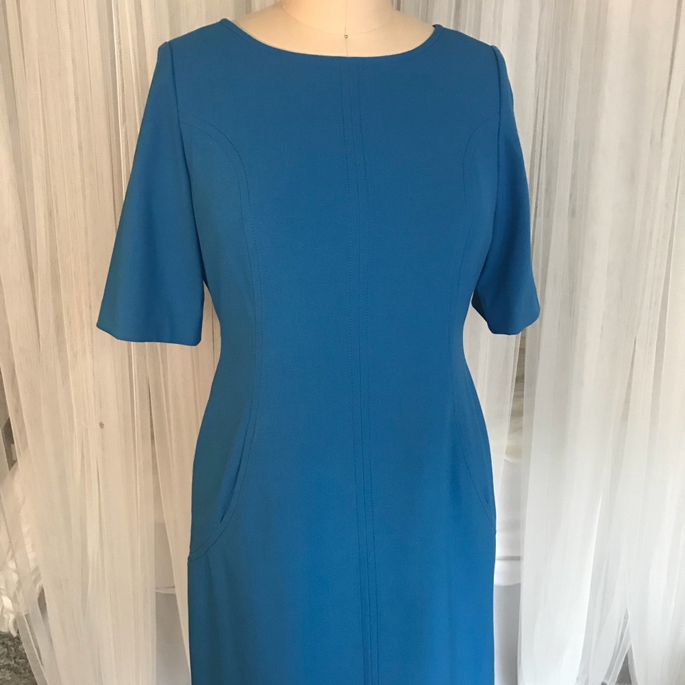 Bright Blue 60s Mod Tahari Work Shift Dress Sz 12